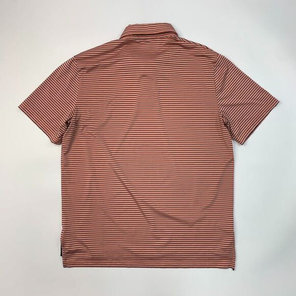 Ralph Lauren RLX Polo Shirt Men L Large Salmon Striped High Low Hem Stretch Golf - Picture 5 of 9